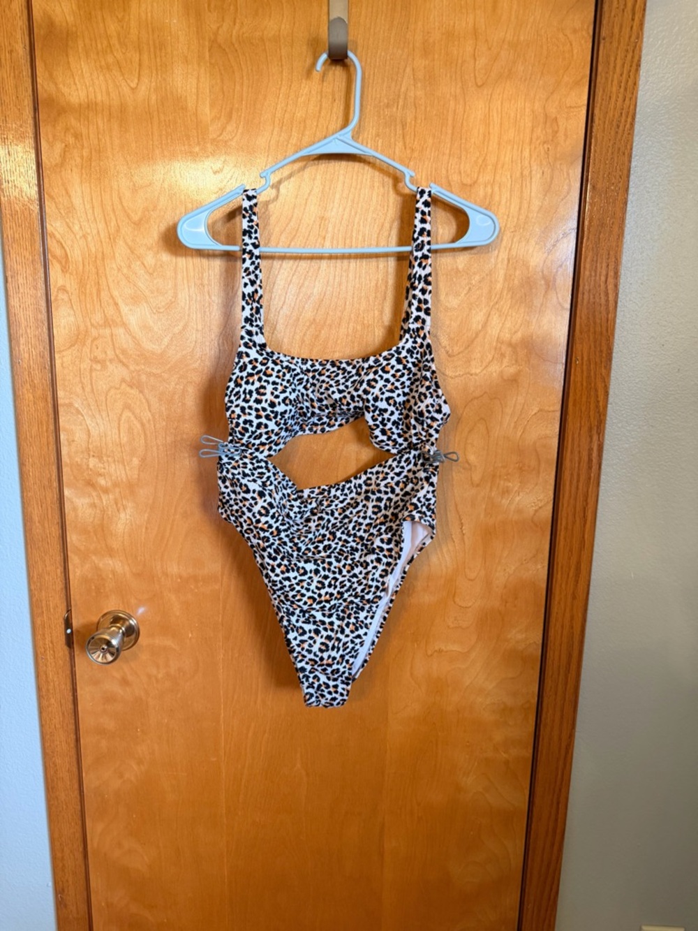 Leopard Print Cutout Piece Swimsuit - Brown/Black/White